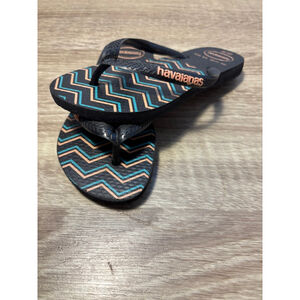 Havaianas Toddler Girls Black Pink Blue Zigzag Flip Flops Size 11